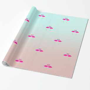 Papel De Regalo Flamencos rosados adorables enamorados