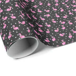 Papel De Regalo flamencos rosas en punto de polka