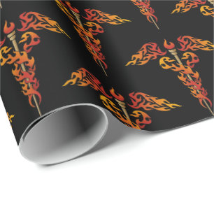 Papel De Regalo Flames Caduceus