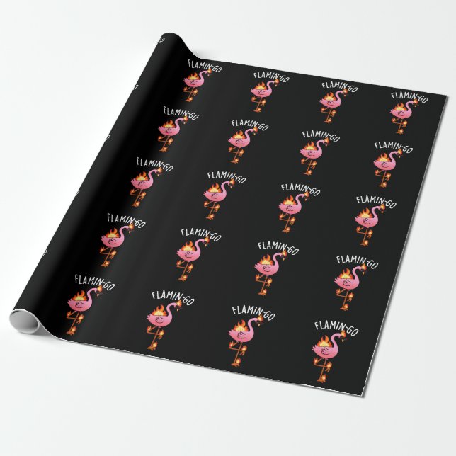 Papel De Regalo Flamin-go Funny Flamingo Pun Dark BG (Desenrollado)