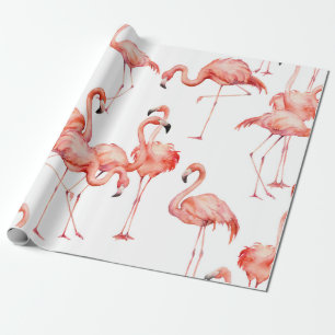 Papel De Regalo Flamingo acuarela sin costuras. Pintado de mano