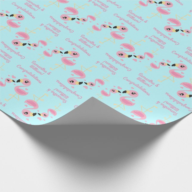 Papel De Regalo Flamingo Baby Shower Cute Tropical (Esquina)