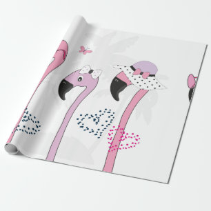 Papel De Regalo Flamingo con gafas de sol y gorra en verano. Corte