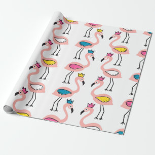 Papel De Regalo Flamingo con un patrón sin fisuras de la corona.