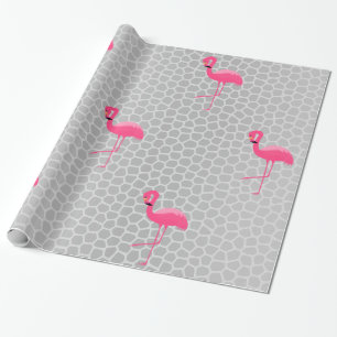 Papel De Regalo Flamingo de impresión de animales plateados BODA W
