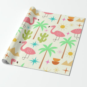 Papel De Regalo Flamingo de Palm Springs de mediados de siglo con