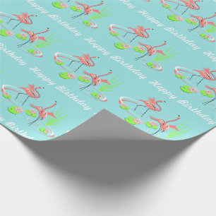 Papel De Regalo Flamingo Fandango Duo 2 Feliz cumpleaños