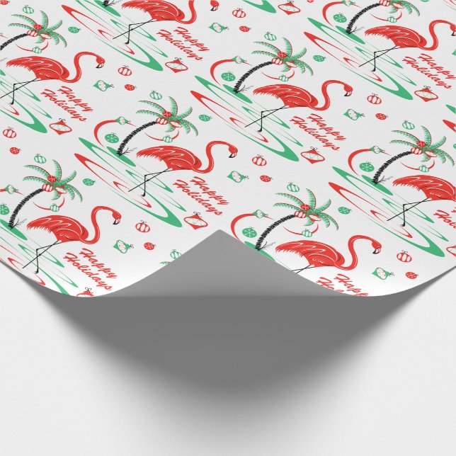 Papel De Regalo Flamingo Flamingo Merry Happy Holidays (Esquina)