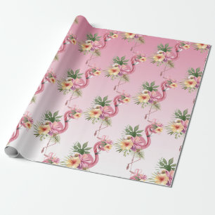 Papel De Regalo Flamingo floral rosa