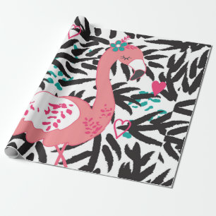 Papel De Regalo flamingo ilustracion vintage de ave exótica