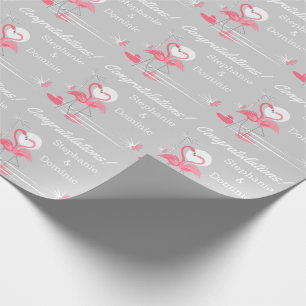 Papel De Regalo Flamingo Love Side Felicitaciones Nombres
