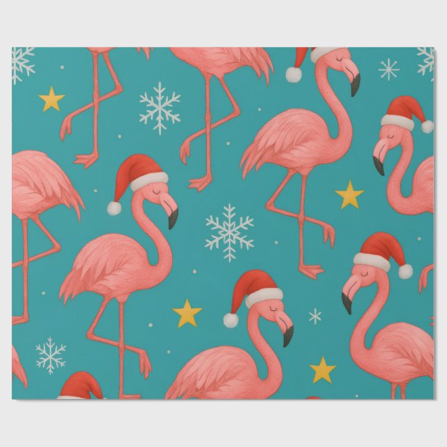 Papel De Regalo Flamingo Noel: deseos de invierno (Superficie plana)