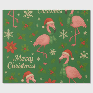 Papel De Regalo Flamingo Noel: Holly Jolly Greetings