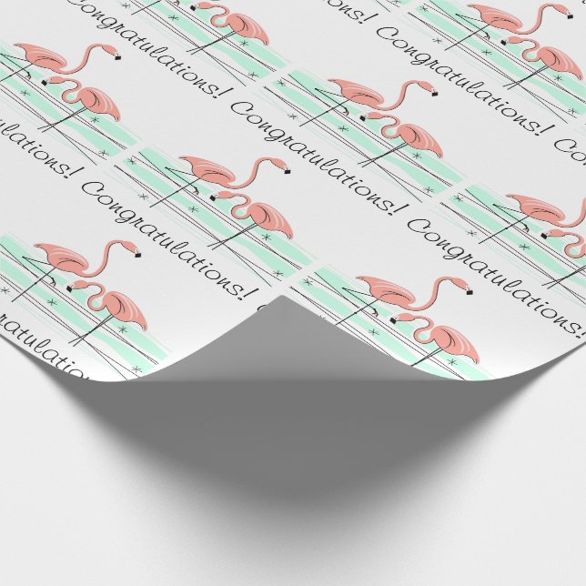 Papel De Regalo Flamingo Ocean Pair '¡Felicitaciones!' (Esquina)