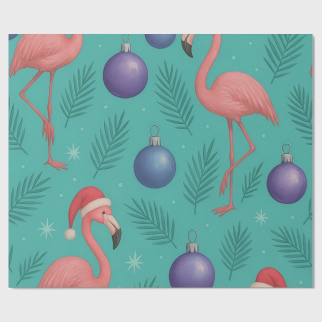 Papel De Regalo Flamingo Ornament Holiday (Superficie plana)