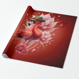 Papel De Regalo Flamingo Steampunk - Arte digital fantástico