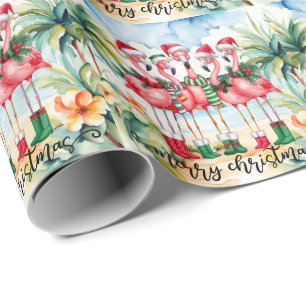 Papel De Regalo Flamingo tema de Navidad