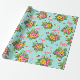 Papel De Regalo Flamingo y mariposas 3