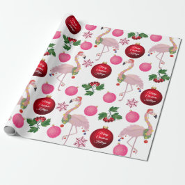 Papel De Regalo Flamingos de Navidades personalizados