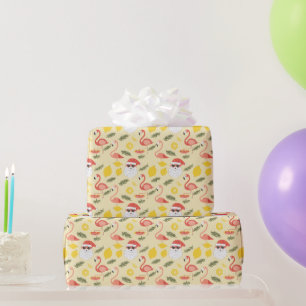 Papel De Regalo Flamingos y Santa Navidades en julio