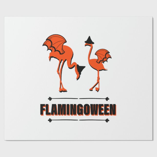 Papel De Regalo Flamingoween - Halloween (Superficie plana)