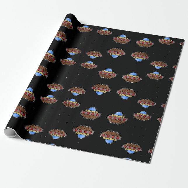 Papel De Regalo Flaufo en negro espacial (Desenrollado)