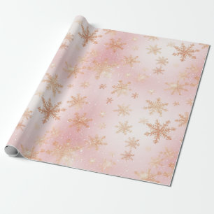 Papel De Regalo Flauta de nieve rosa y dorada