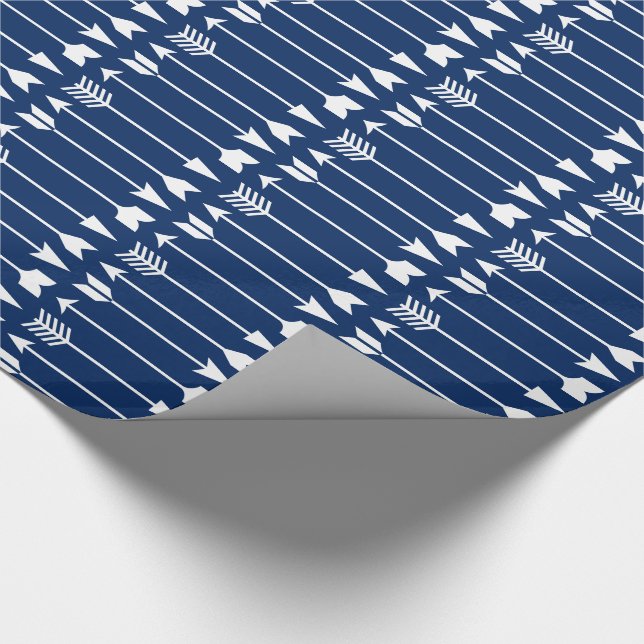 Papel De Regalo Flechas blancas en azules marinos (Esquina)
