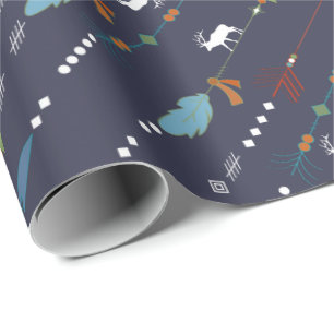 Papel De Regalo Flechas bohemias Feathers Moose Pattern