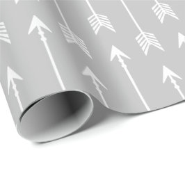 Papel De Regalo Flechas de la aventura grises y blancas