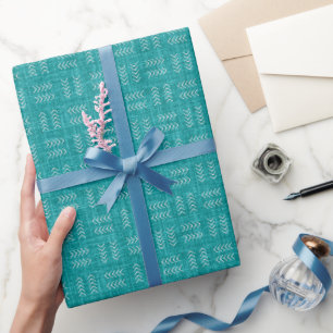 Papel De Regalo Flechas en Lino Azul Turquesa