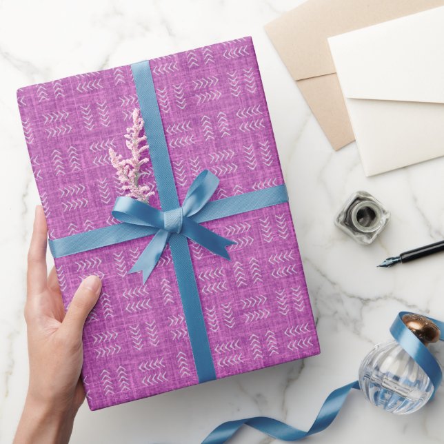 Papel De Regalo Flechas en Lino Morado Rosa Claro (Regalar)
