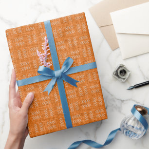 Papel De Regalo Flechas en Lino Naranja Brillante