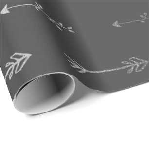 Papel De Regalo Flechas metálicas monocromáticas de gris plateado