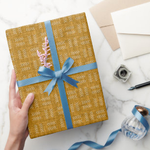 Papel De Regalo Flechas sobre lino amarillo oscuro