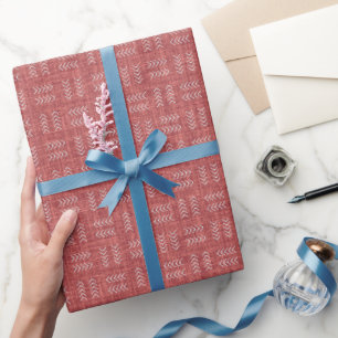 Papel De Regalo Flechas sobre lino rosa oscuro