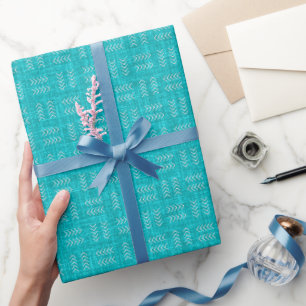 Papel De Regalo Flechas sobre Lino Turquesa