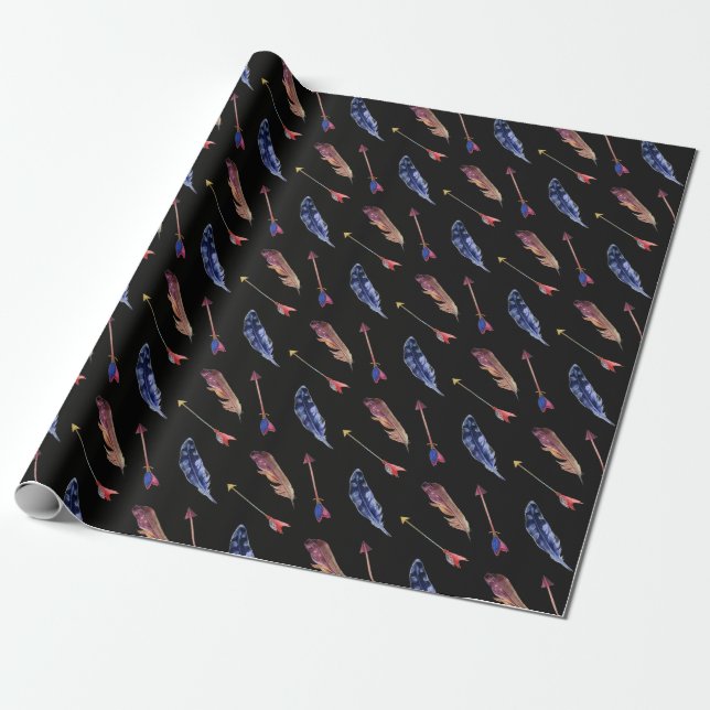 Papel De Regalo Flechas y plumas (Desenrollado)