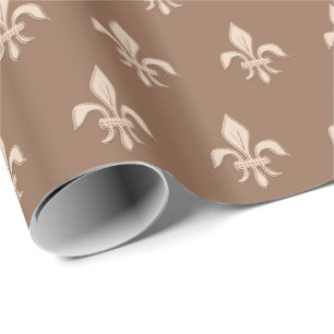 Papel De Regalo Fleur de Lis en beige claro en Taupe Tan