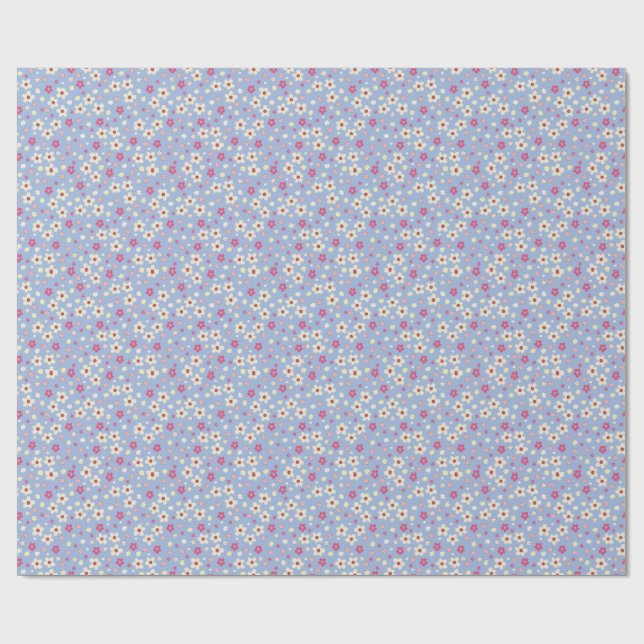Papel De Regalo fleurs printanières sur fond bleu (Superficie plana)