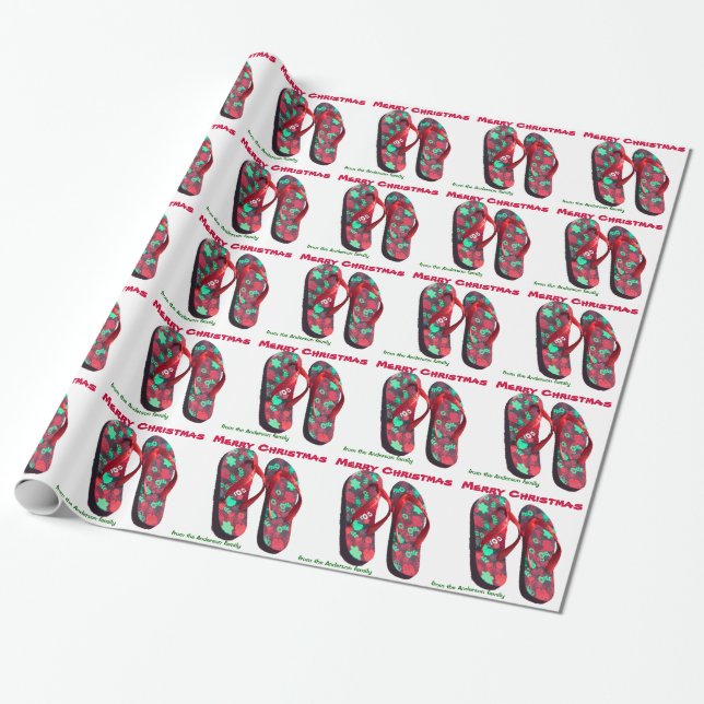 Papel De Regalo Flip-flop personalizado del navidad (Desenrollado)