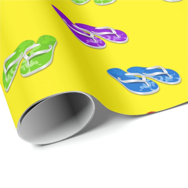 Papel De Regalo Flip-flops en amarillo (Esquina del rollo)