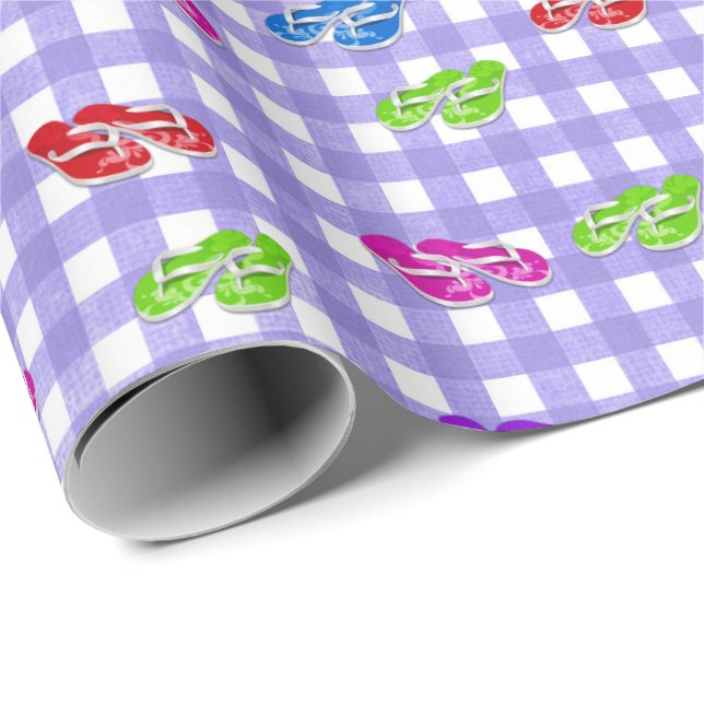 Papel De Regalo Flip-flops en Gingham (Esquina del rollo)