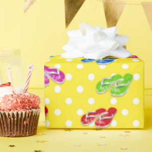 Papel De Regalo Flip-flops en puntos de Polka