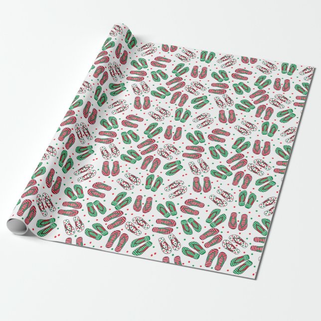 Papel De Regalo Flips-flopes del navidad de la playa (Desenrollado)