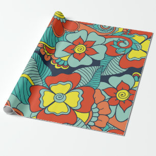 Papel De Regalo Flor abstracta de garabato. Ilustracionfloral,patr