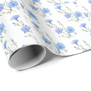 Papel De Regalo Flor achicoria salvaje acuarela