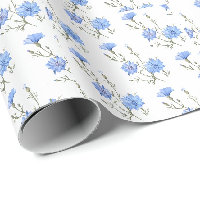 Papel De Regalo Flor achicoria salvaje acuarela (Esquina del rollo)