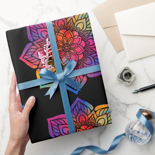 Papel De Regalo Flor arco iris Mandala (Regalar)