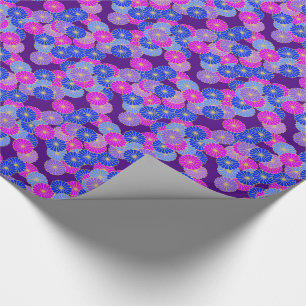 Papel De Regalo Flor Art Deco - violeta, azul y violeta
